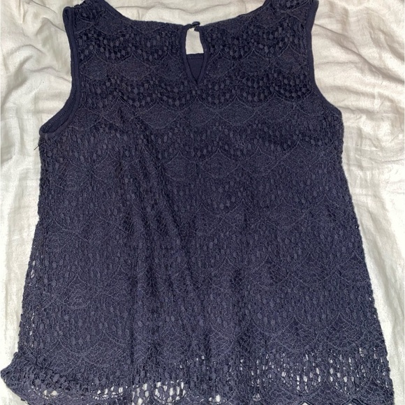 MADEWELL CROCHET SCALLOP EDGE TOP IN NAVY J CREW TRENDY BUSINESS CASUAL OFFICE - Picture 8 of 10